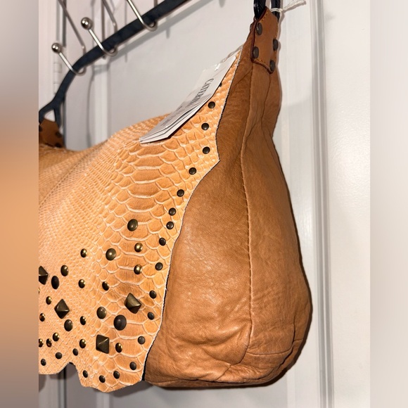 NWT Caterina Lucchi Large Studded Leather Hobo - Moro/Beige - Italy - Picture 3 of 16